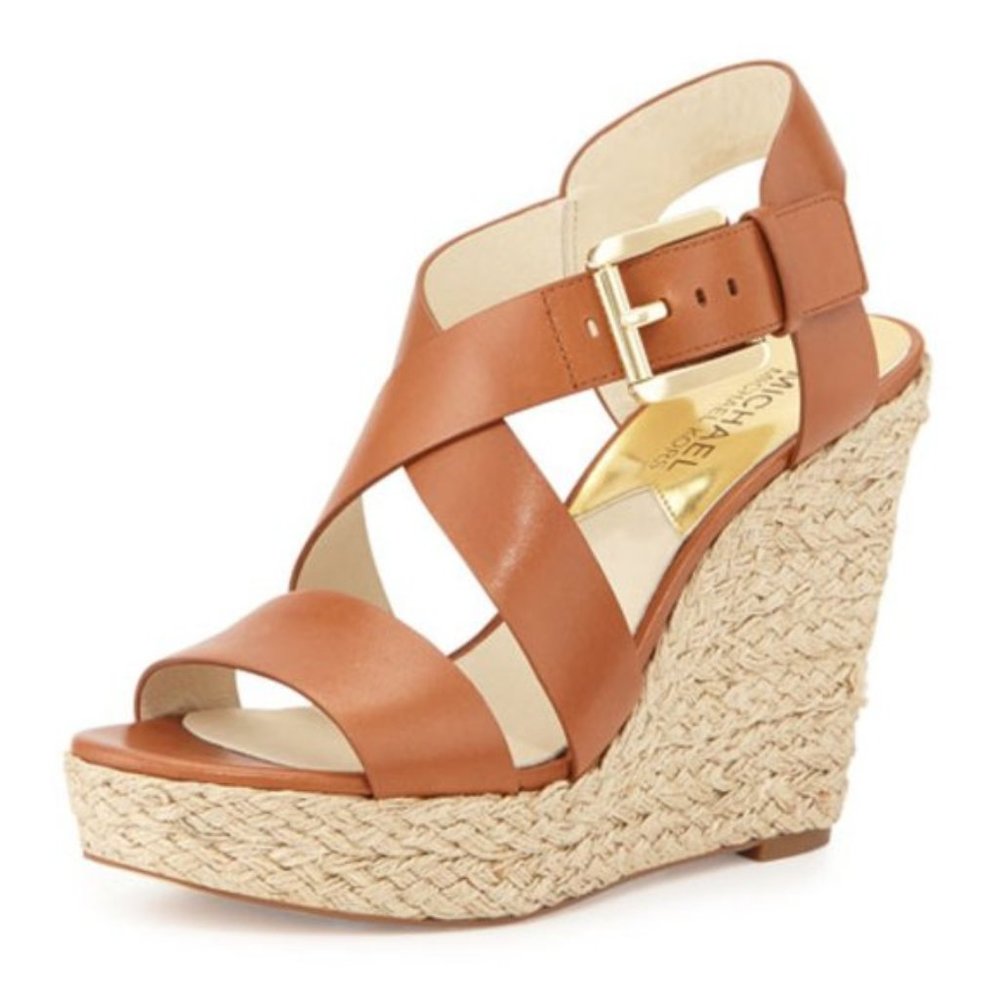 Michael Kors Giovanna Platform Wedge Tan/Cognac 9